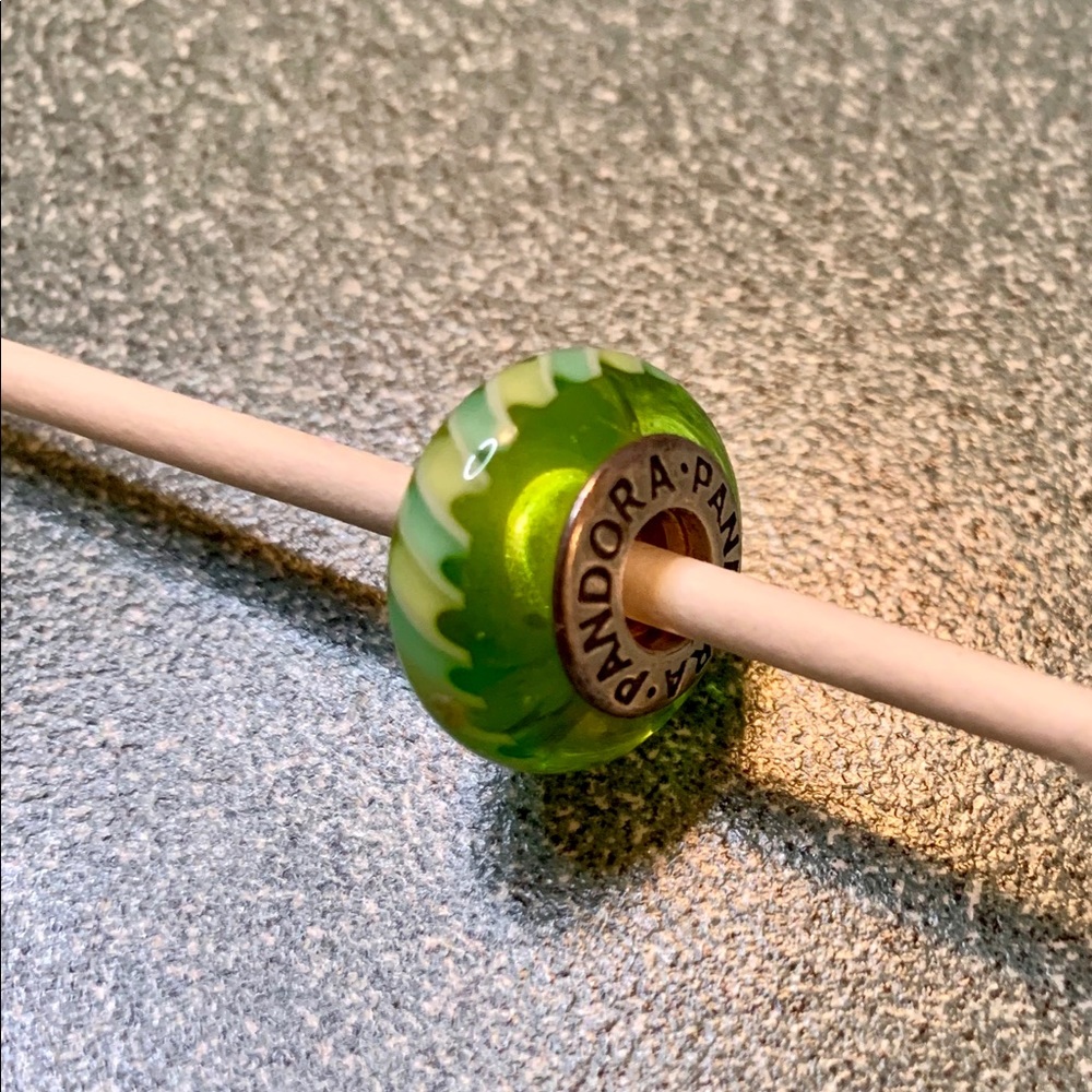 Pandora Murano Glass Bead, Lime Green with Blue
